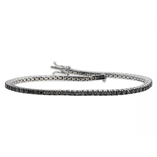 Bracciale Tennis con Diamanti Neri
