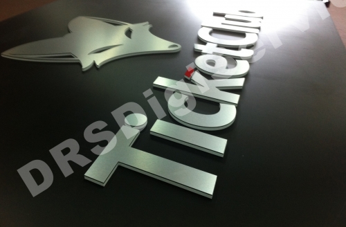 lettere prespaziate in forex da 1 cm e alluminio spazzolato 3mm