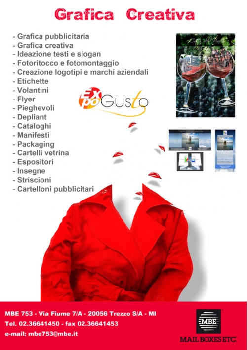 Creazione logotipi, marchi aziendali, etichette, volantini, flyer, pieghevoli, depliant, cataloghi, manifesti, packaging, cartelli vetrina, espositori, insegne, striscioni, cartelloni pubblicitari.