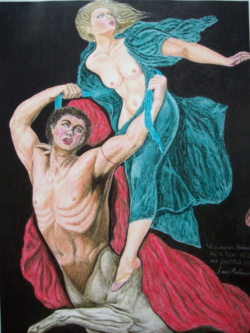 da g. Reni "Nesso e Dejanira" matite colorate su carta cm 35 x 50