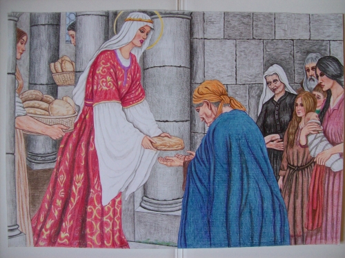 "la gioia nella carità" matite colorate su carta cm 50 x 35