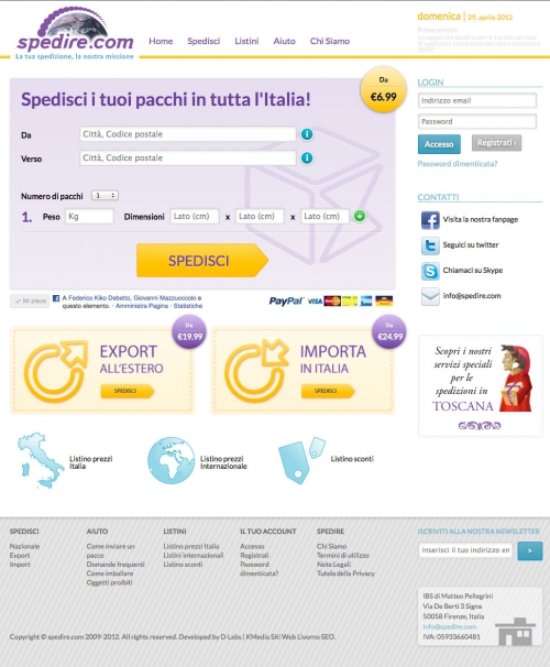 Spedire.com il primo sito italiano di spedizioni on-line