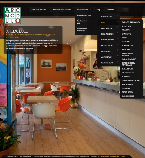 Arcmodulo, sito web di arredamento d'interni attività commerciali