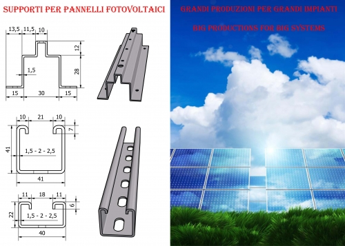 Profili speciali di supporto per pannelli fotovoltaici