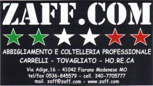 abbigliamento professionale,tovagliato,coltelleria professionale,carrelli. ZAFF.COM