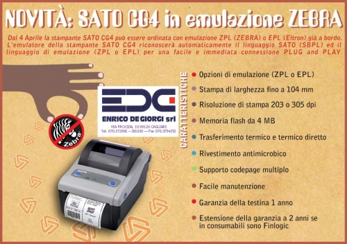 SATO CG 408e emulazione Zebra