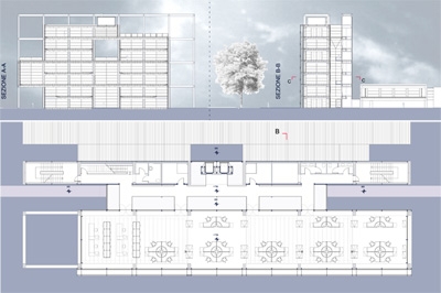 Planimetria del progetto per la nuova sede della Gazzetta di Parma