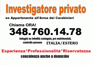 Infedeltà coniugale, rintracci, amicizie INVESTIGATORE PRIVATO FRANCESCO MORRONE TITOLARE DEL GRUPPO I.S.I.D.A. INVESTIGAZIONI